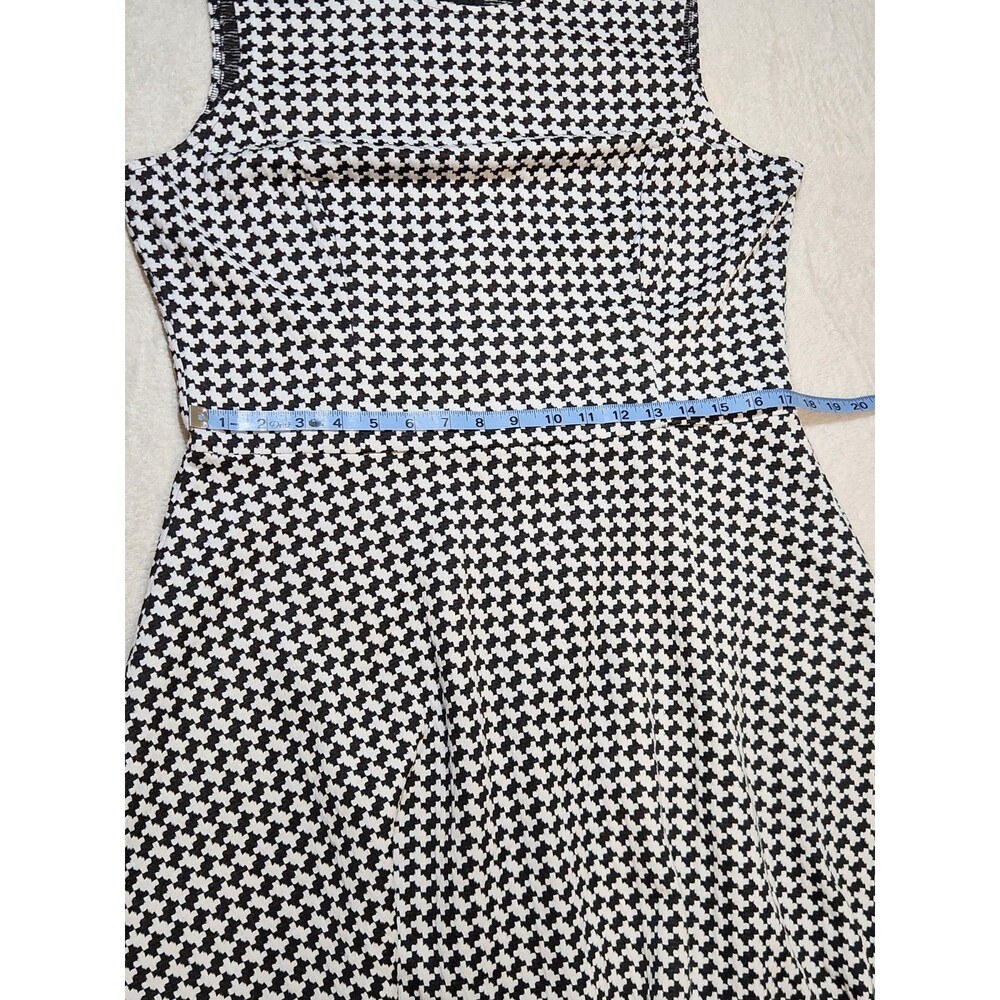 Chaps Houndstooth Herringbone Fit & Flare Dress Women's 16 Black and White EUC - Picture 7 of 9